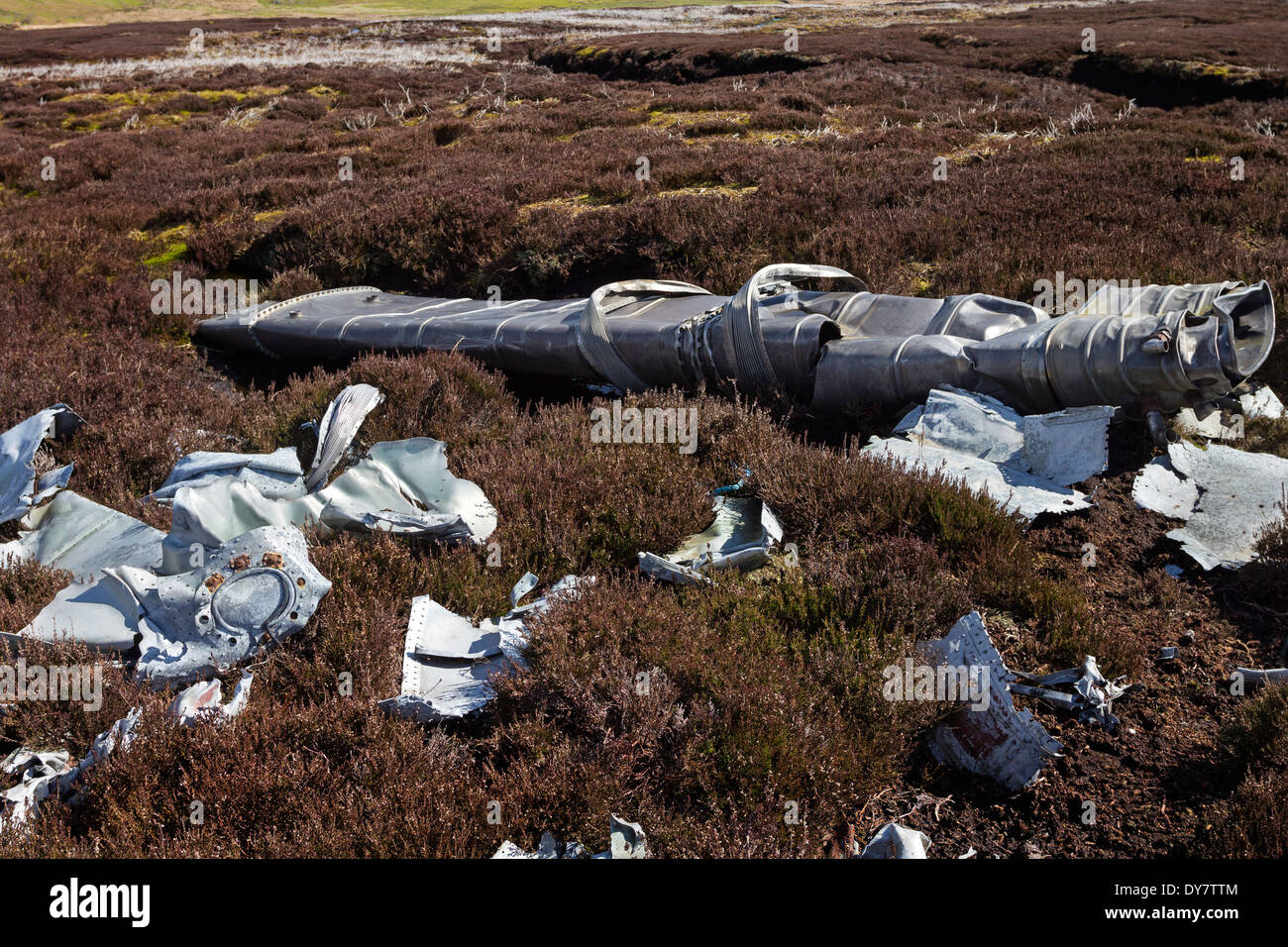 Débris d'une F.A.W Gloster Javelin Mk.5 XA662 qui s'est écrasé à Apedale près de Castle Bolton Wensleydale North Yorkshire UK Banque D'Images