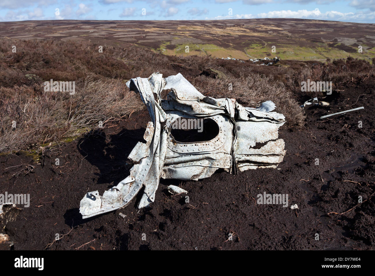Débris d'une F.A.W Gloster Javelin Mk.5 XA662 qui s'est écrasé à Apedale près de Castle Bolton Wensleydale North Yorkshire UK Banque D'Images