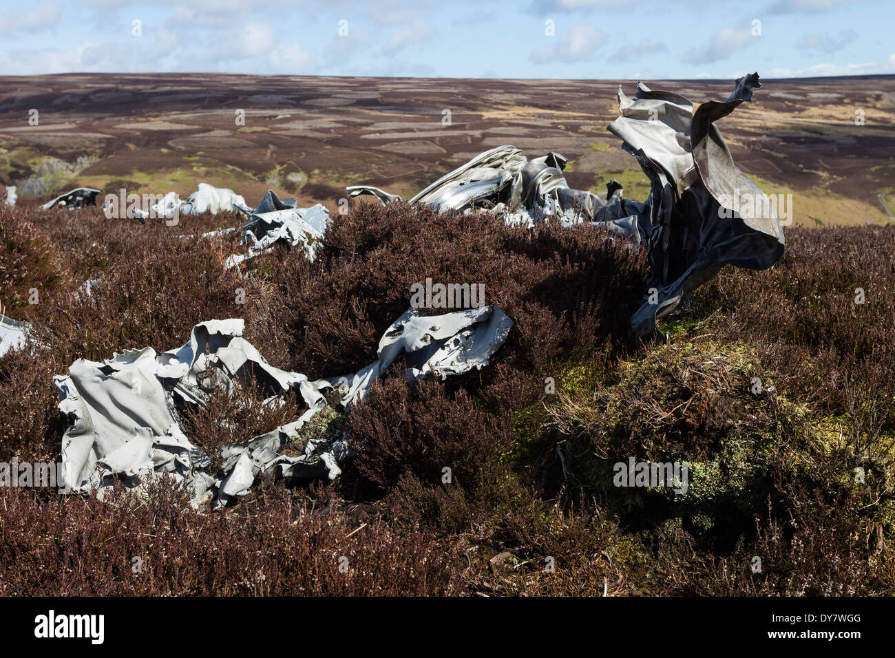 Débris d'une F.A.W Gloster Javelin Mk.5 XA662 qui s'est écrasé à Apedale près de Castle Bolton Wensleydale North Yorkshire UK Banque D'Images