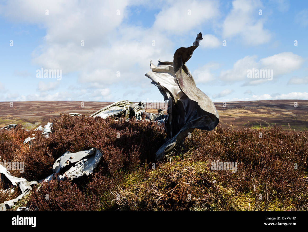 Débris d'une F.A.W Gloster Javelin Mk.5 XA662 qui s'est écrasé à Apedale près de Castle Bolton Wensleydale North Yorkshire UK Banque D'Images