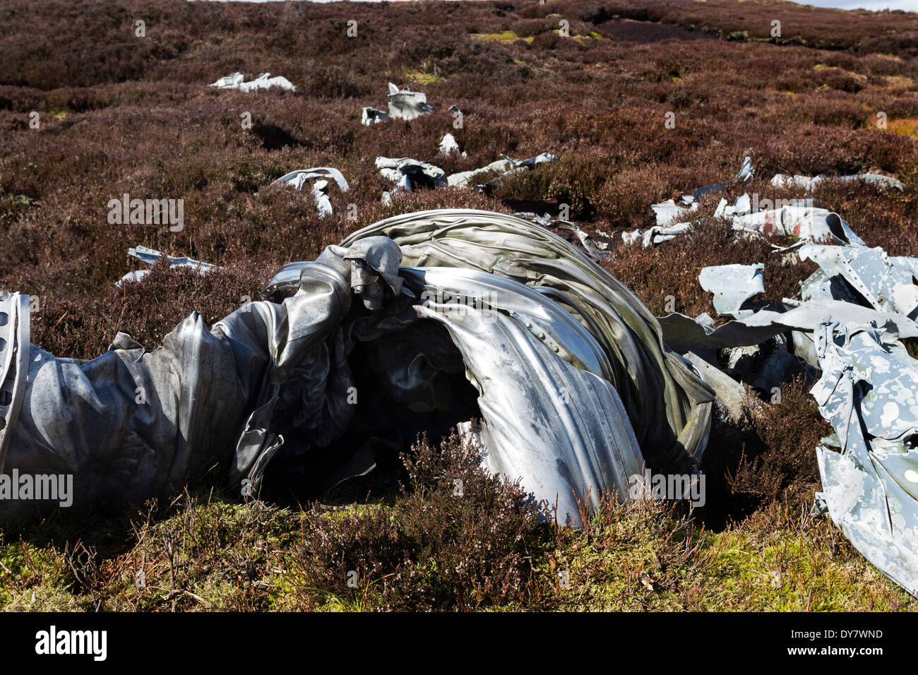 Débris d'une F.A.W Gloster Javelin Mk.5 XA662 qui s'est écrasé à Apedale près de Castle Bolton Wensleydale North Yorkshire UK Banque D'Images