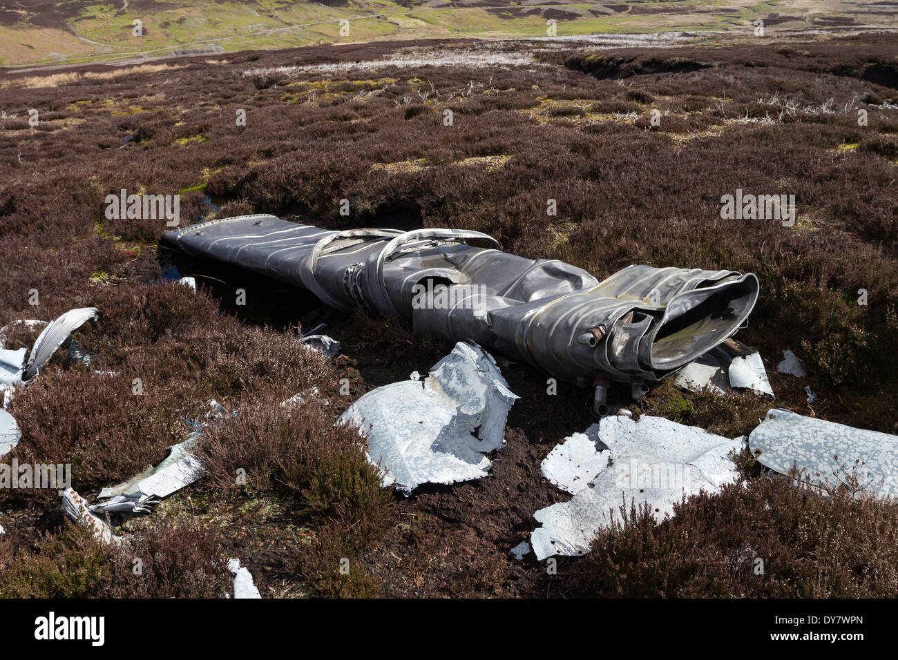 Débris d'une F.A.W Gloster Javelin Mk.5 XA662 qui s'est écrasé à Apedale près de Castle Bolton Wensleydale North Yorkshire UK Banque D'Images
