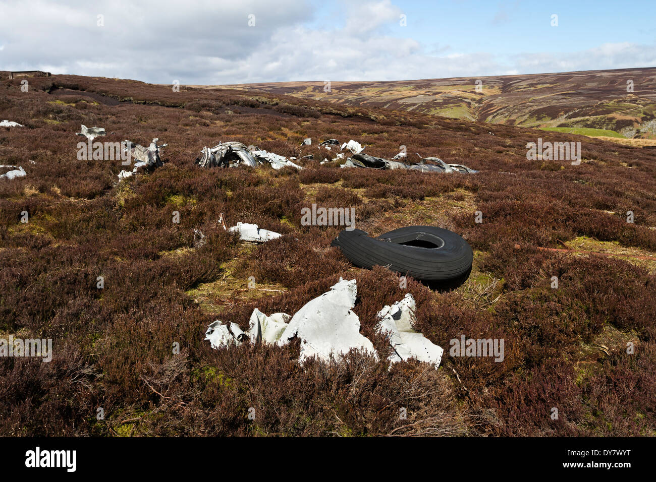 Débris d'une F.A.W Gloster Javelin Mk.5 XA662 qui s'est écrasé à Apedale près de Castle Bolton Wensleydale North Yorkshire UK Banque D'Images