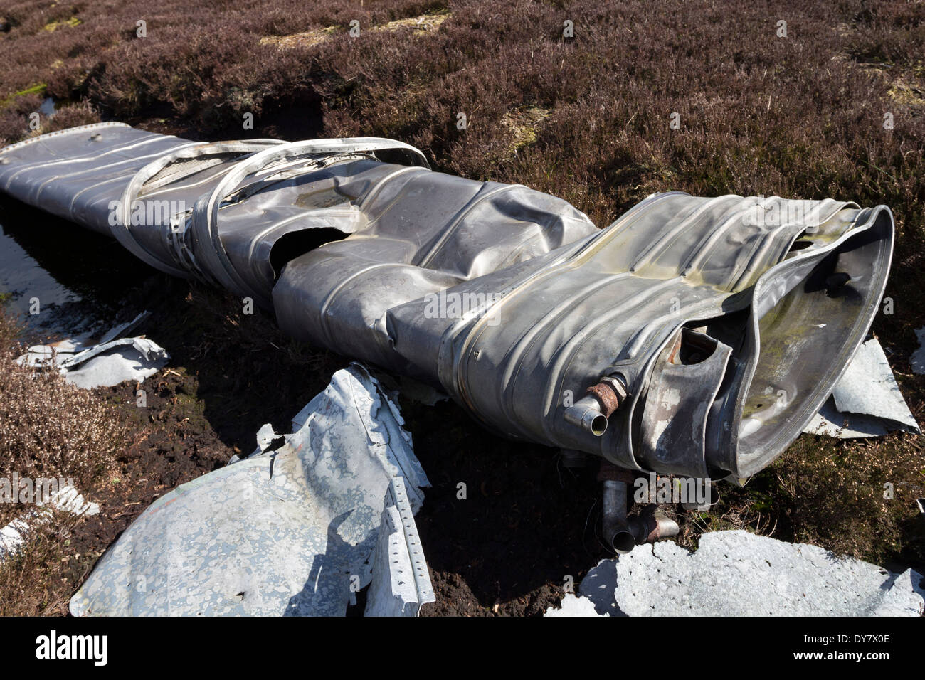 Débris d'une F.A.W Gloster Javelin Mk.5 XA662 qui s'est écrasé à Apedale près de Castle Bolton Wensleydale North Yorkshire UK Banque D'Images