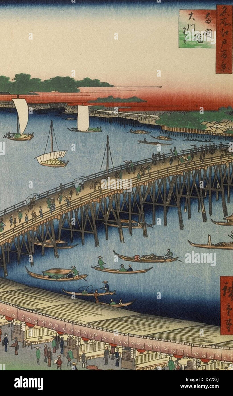 Utagawa Hiroshige Cent vues célèbres d'Edo - N° 59 Pont Ryogoku et la Grande Rivière Banque D'Images