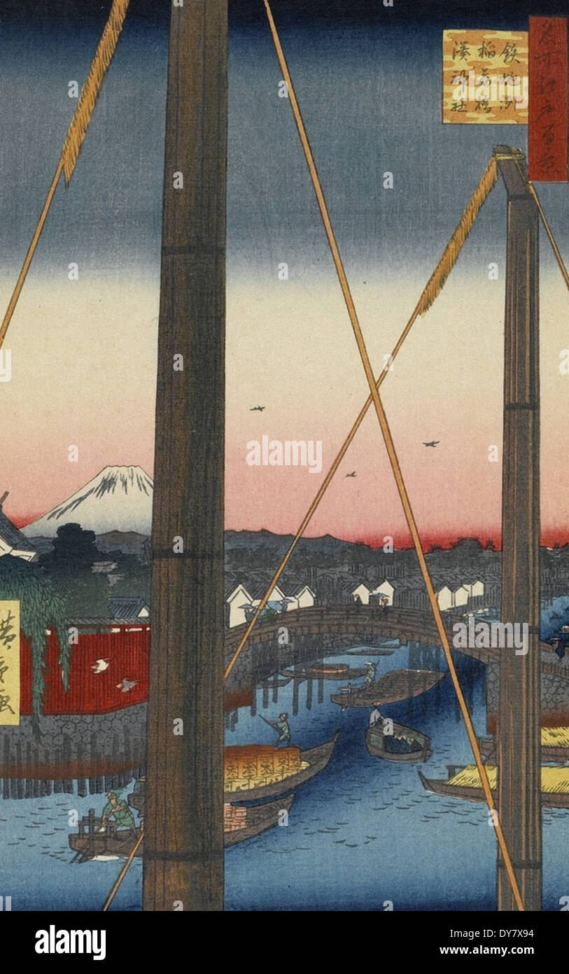 Utagawa Hiroshige Cent vues célèbres d'Edo - N° 77 Pont d'Inari et Minato culte, Teppozu Banque D'Images