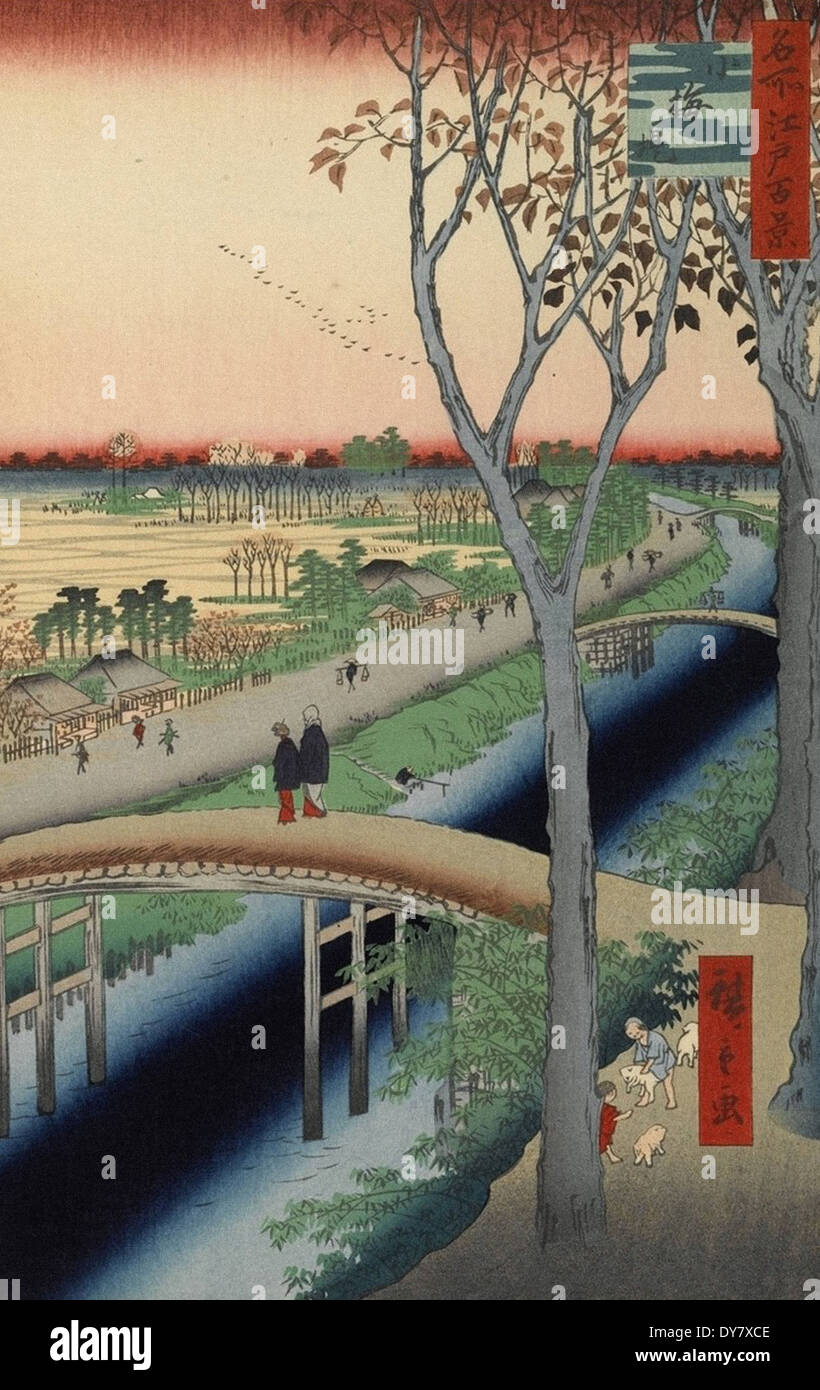 Utagawa Hiroshige Cent vues célèbres d'Edo - n° 104 Koume Embankment Banque D'Images