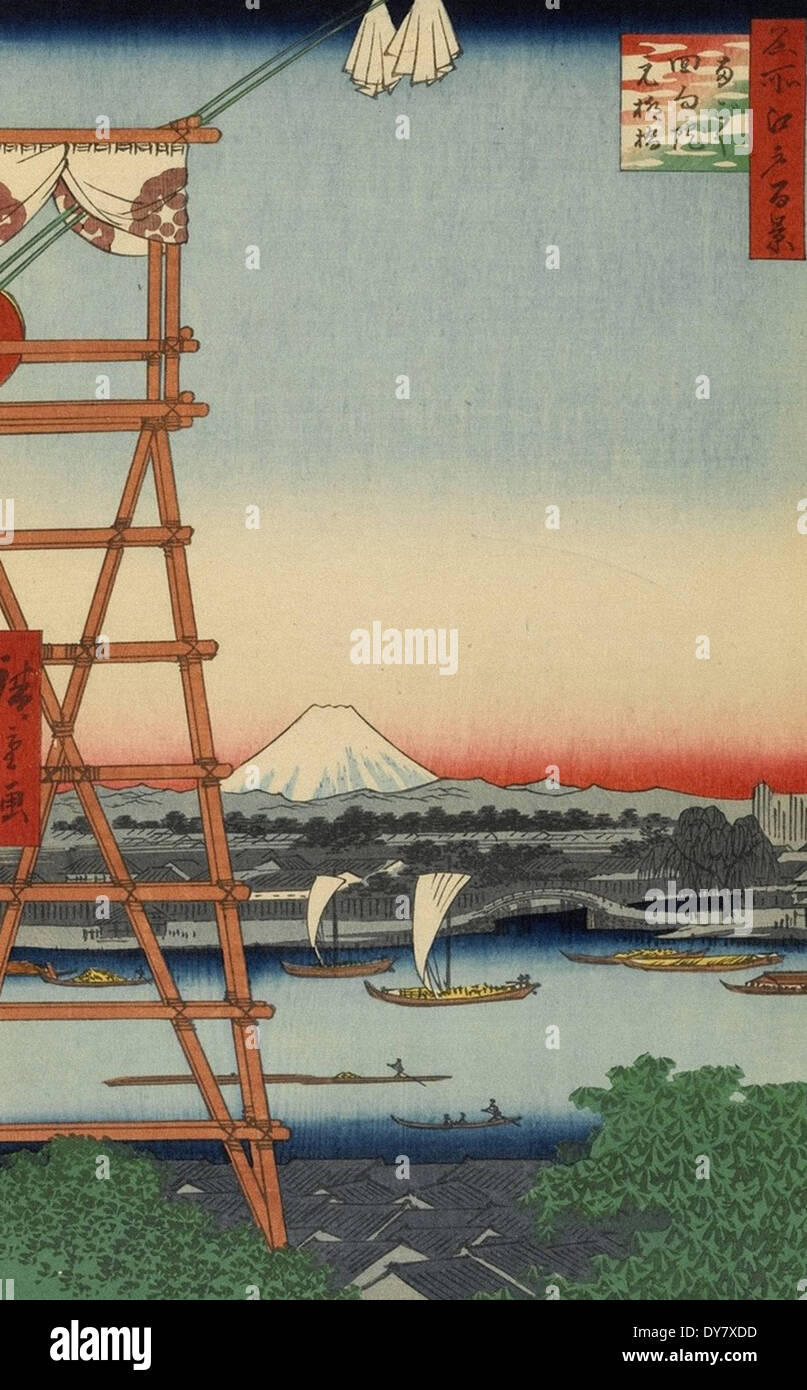 Utagawa Hiroshige Cent vues célèbres d'Edo - N° 5 et pont Ryogoku Ekoin Moto-Yanagibashi Banque D'Images