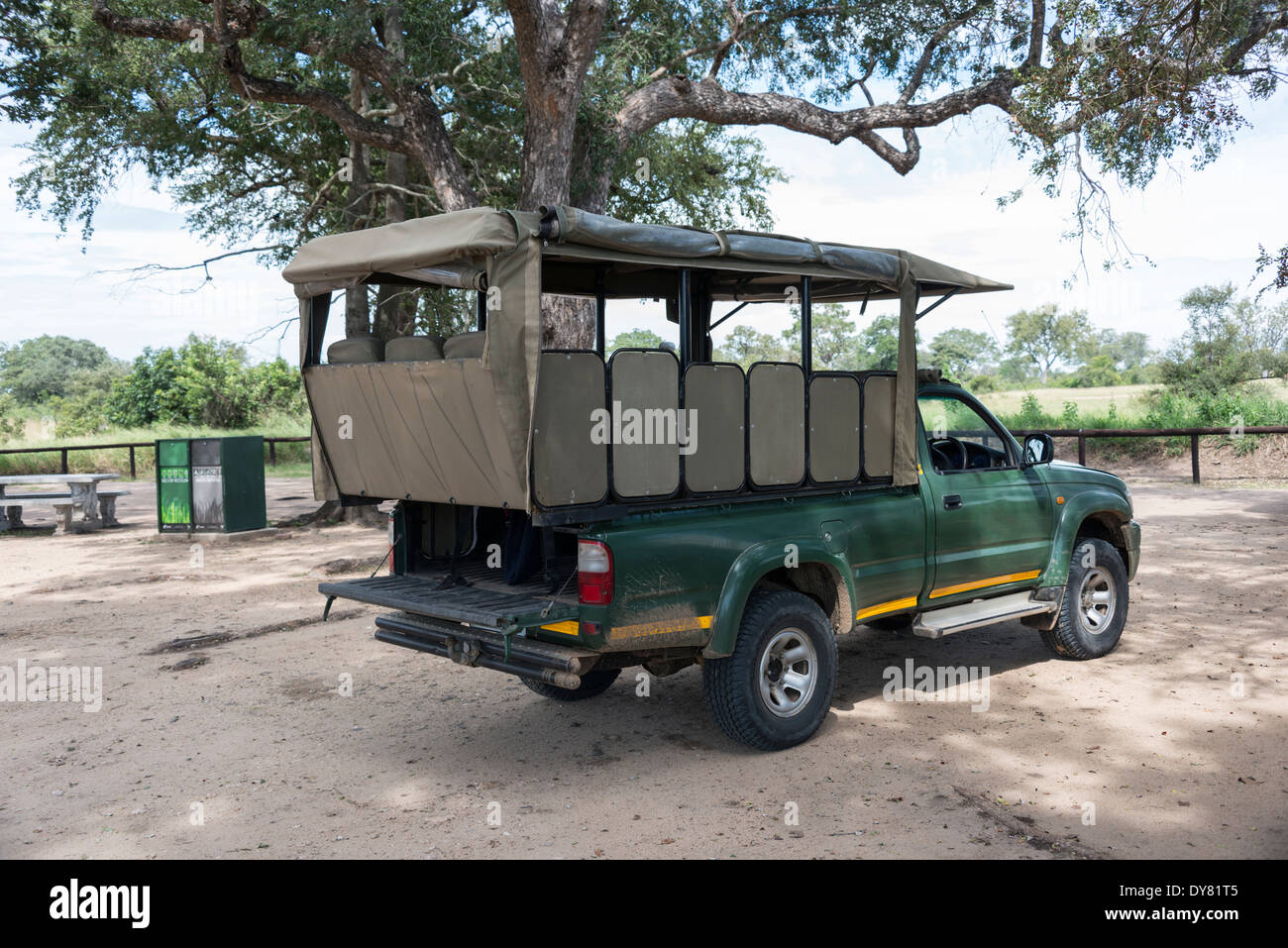Voiture de safari dans le parc national Kruger en Afrique du Sud Banque D'Images