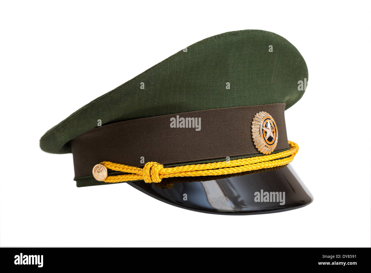 Cap de l'officier de l'armée russe isolé sur fond blanc Banque D'Images