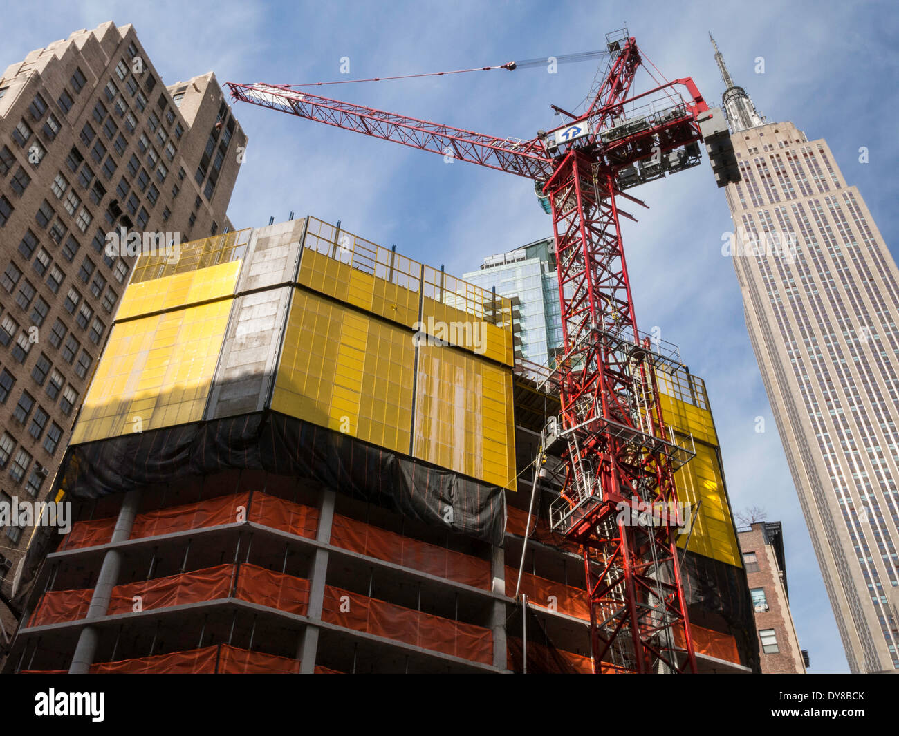 Construction en hauteur près de Empire State Building de New York City, USA Banque D'Images