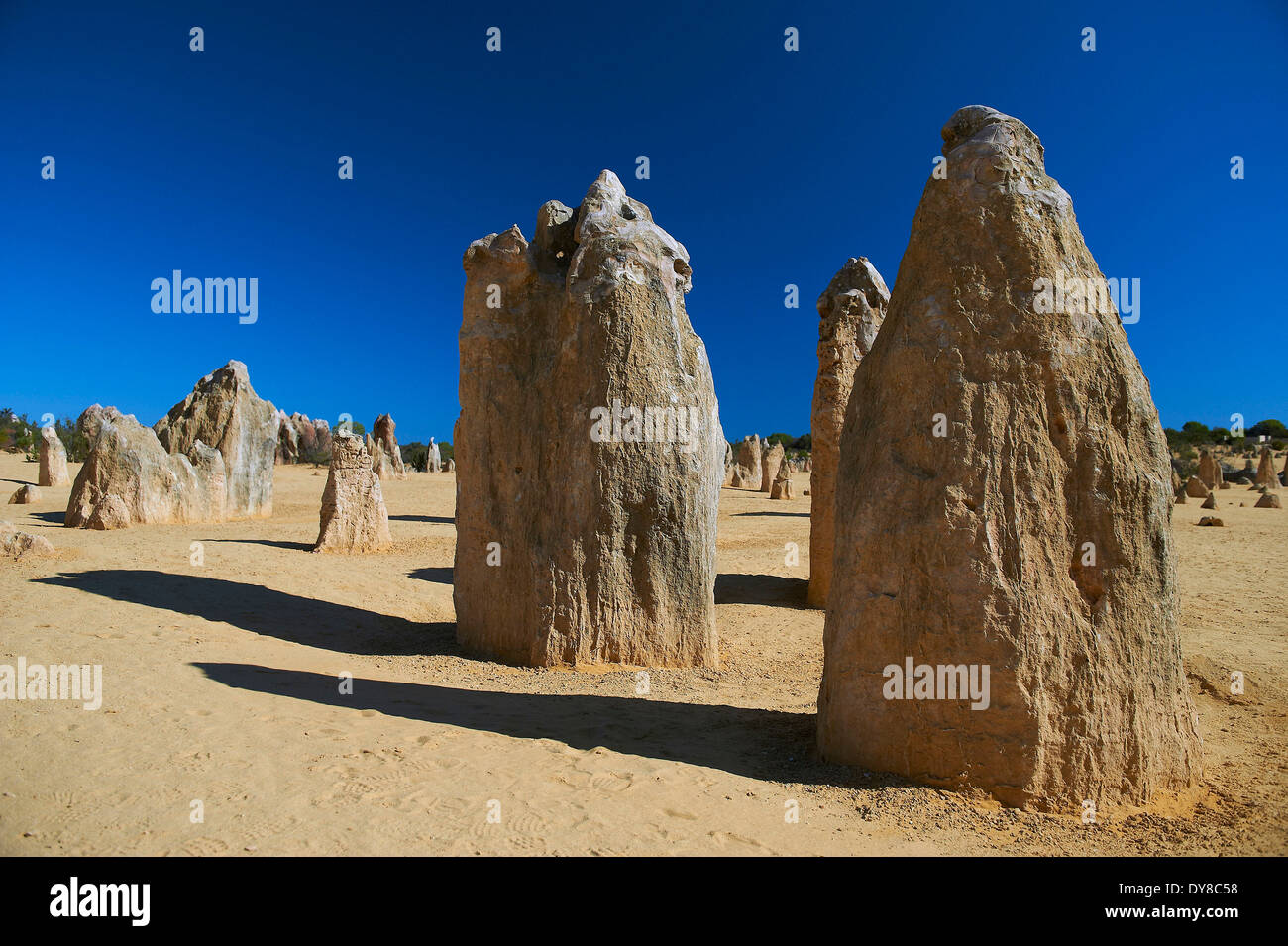 L'Australie, le parc national de Nambung,, des pinacles, falaise, falaise, roche, sable, la formation de l'ouest de l'Australie Banque D'Images