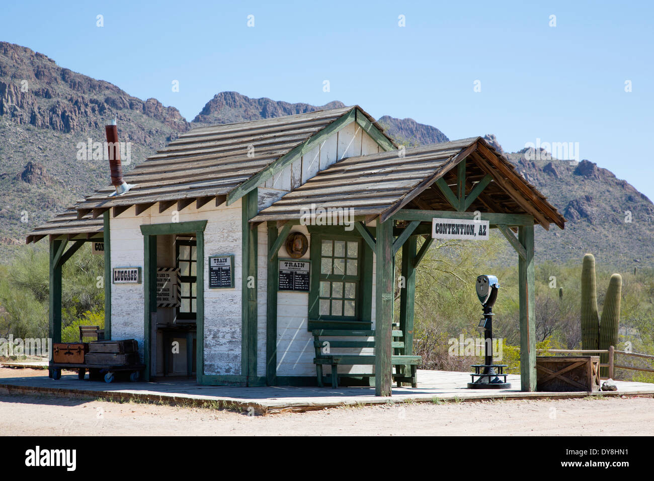 USA, Arizona, Tucson, Old Tucson Studios, gare. Banque D'Images