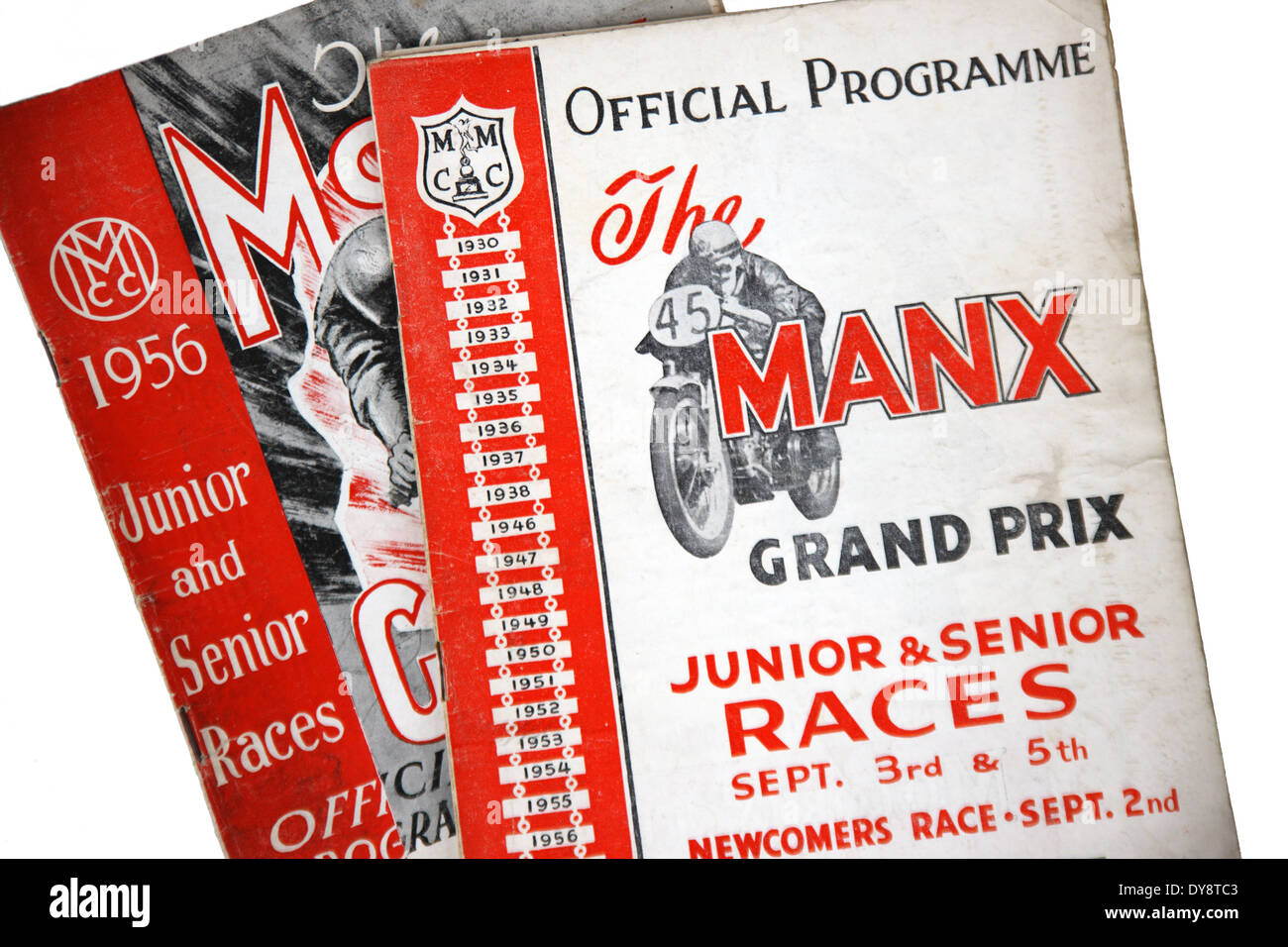 Années 1950, les programmes officiels de la Manx Grand Prix Banque D'Images