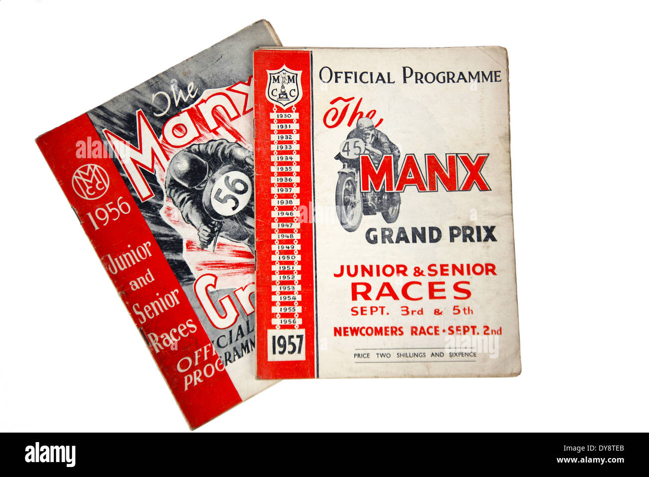 Années 1950, les programmes officiels de la Manx Grand Prix Banque D'Images