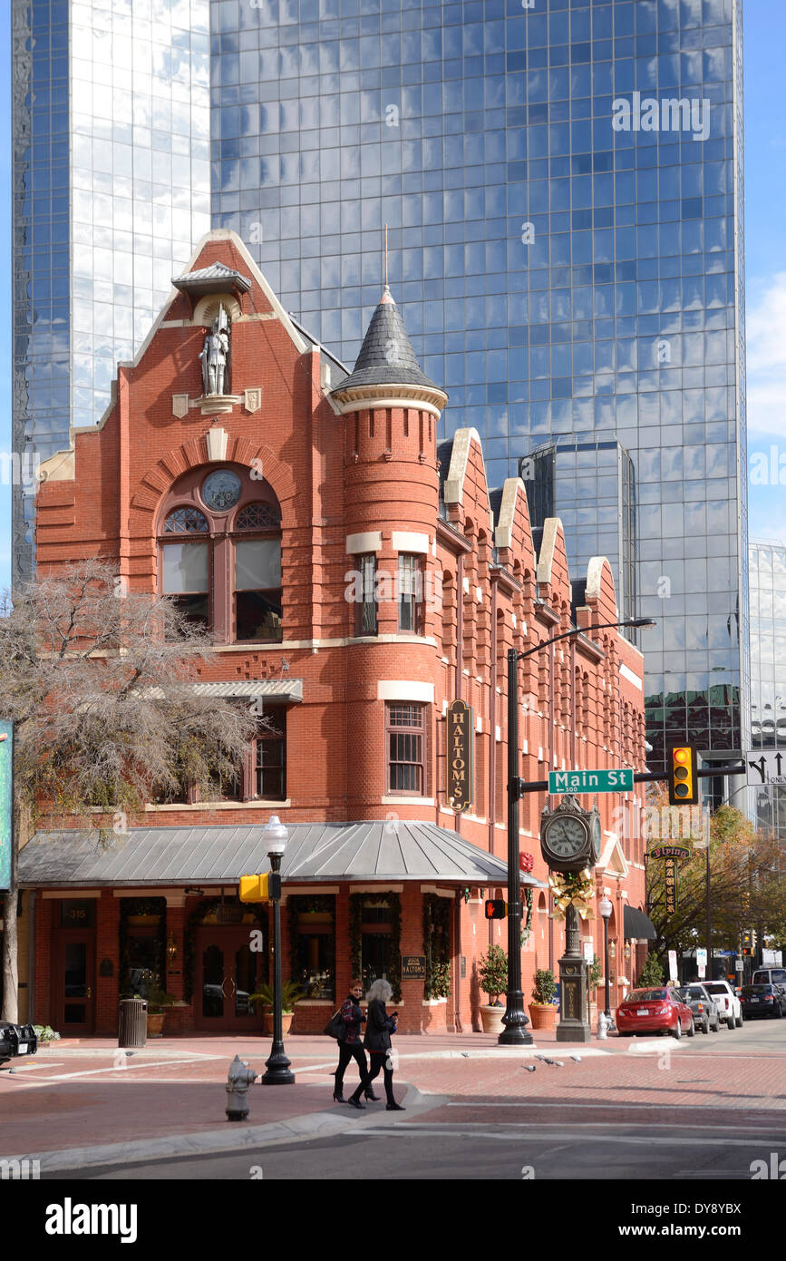 Amérique du Nord Texas USA United States America Fort Worth Sundance Square centre-ville de ville en brique, passage pour piétons Banque D'Images