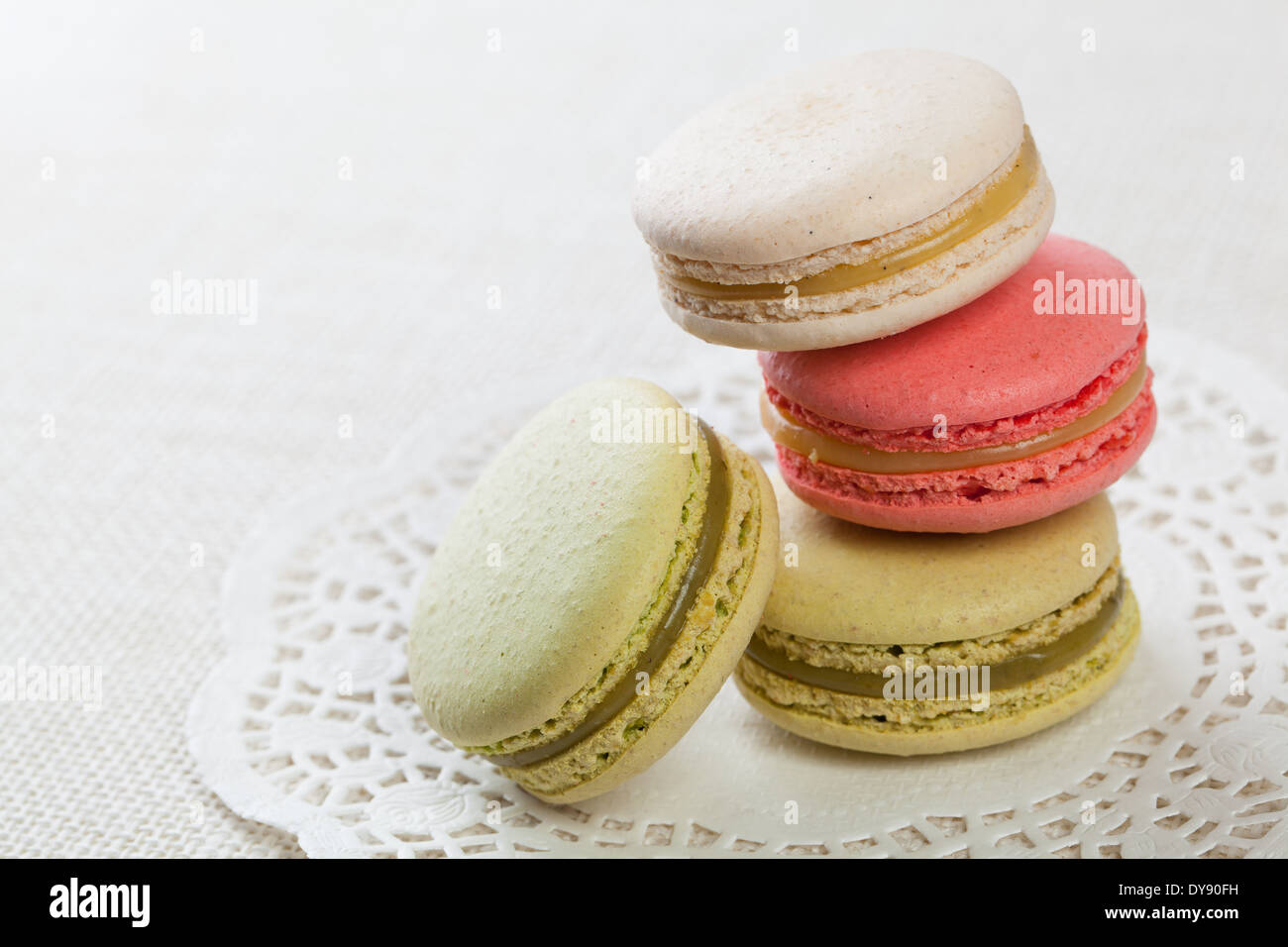 Macarons dessert traditionnel français Banque D'Images