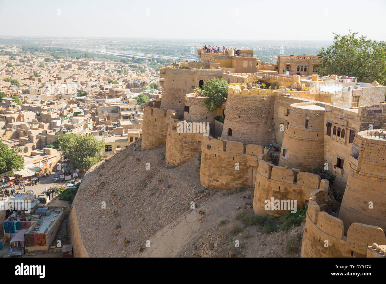 Fort, Jaisalmer, Rajasthan, mur militaire, bastions, l'Asie, l'Inde, ville, ville, Banque D'Images
