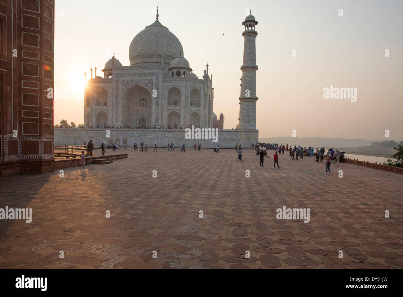 Taj Mahal, Agra, Uttar Pradesh, d'un mausolée, d'Asie, minaret, parc, place, Banque D'Images