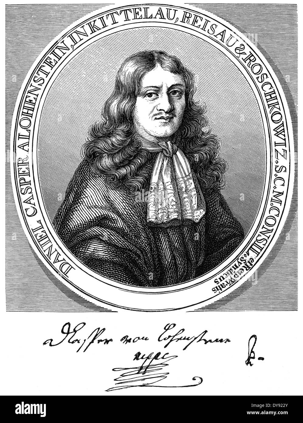 Daniel Casper von Lohenstein ou Caspar, 1635 - 1683, un dramaturge de Silésie Baroque, avocat, diplomate, poète Banque D'Images