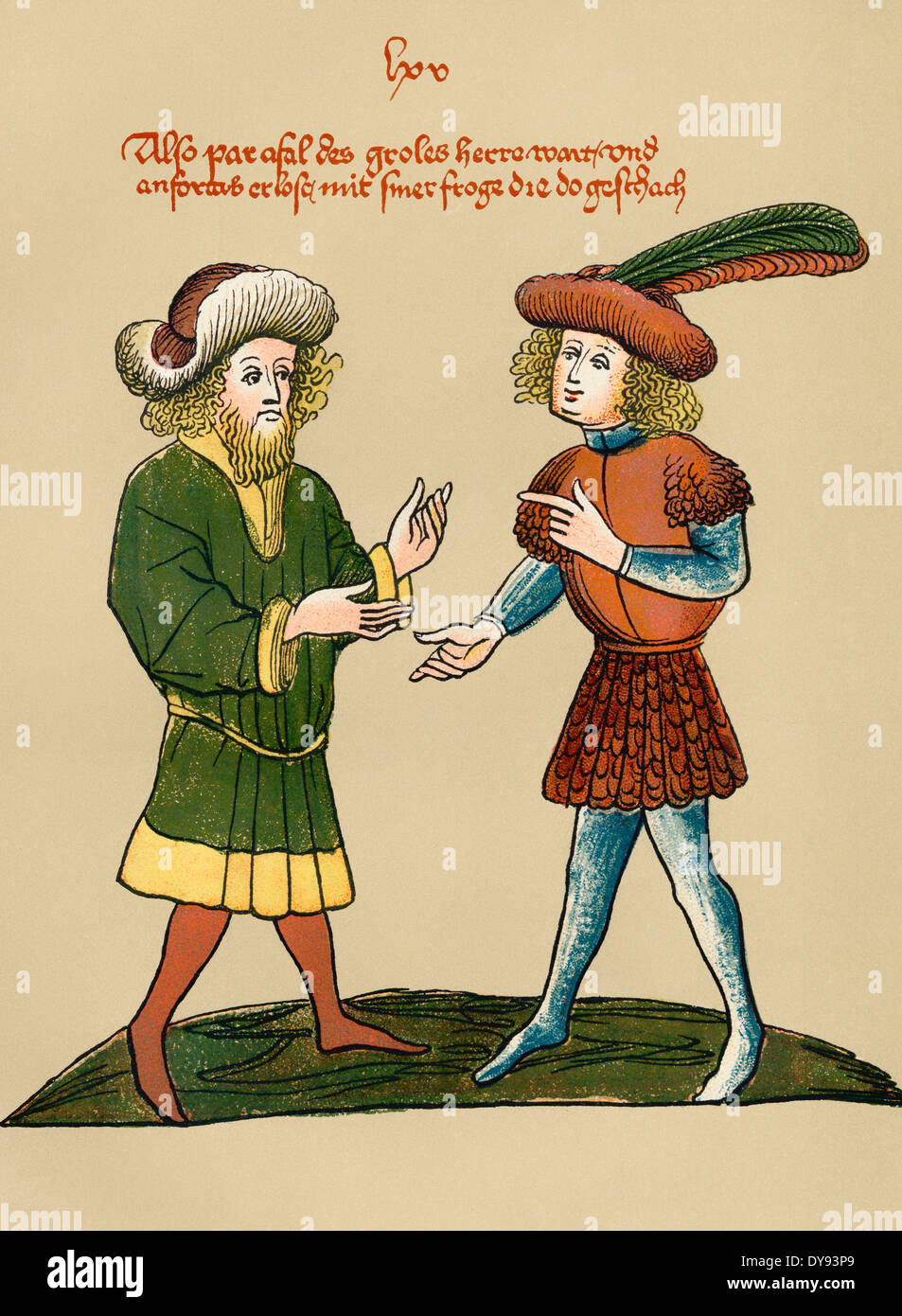 Télécopieur, Parzival ou Percival, cité médiévale romantique allemand écrit par le poète Wolfram von Eschenbach, Codex Palatinus Germanicus Banque D'Images