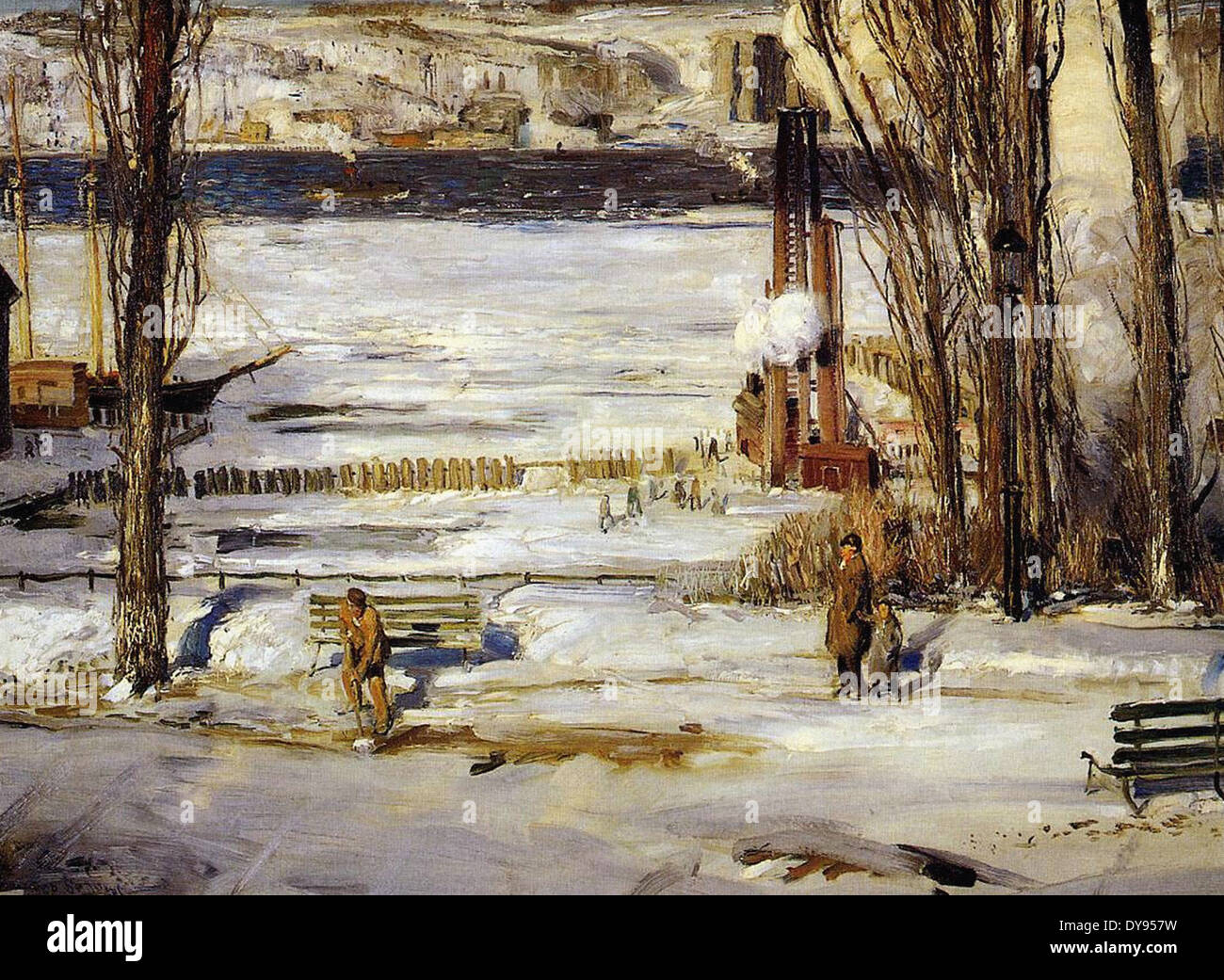George Wesley Bellows un matin de neige, Hudson River Banque D'Images