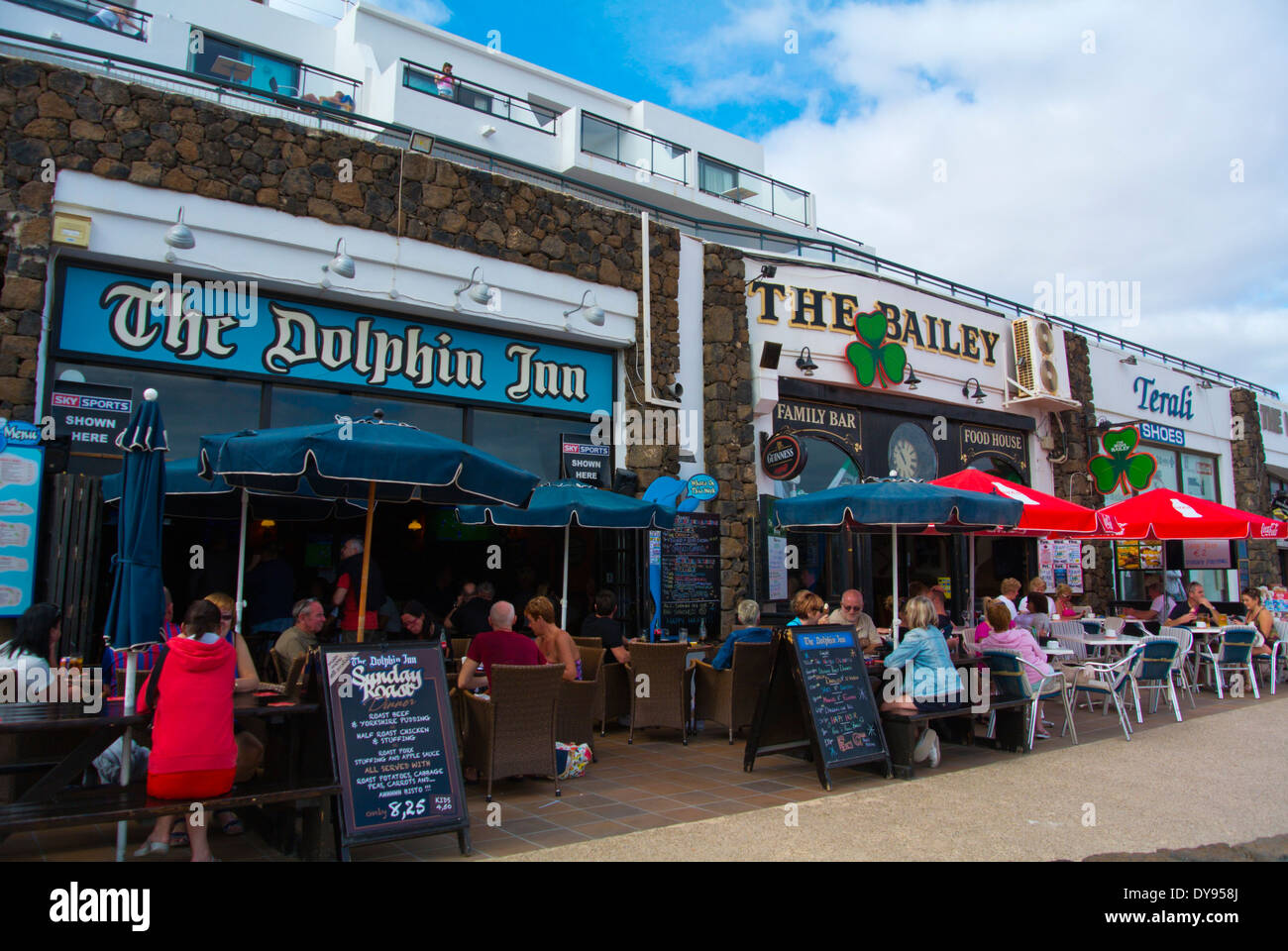 Restaurants et bars, Costa Teguise, Lanzarote, Canary Islands, Spain, Europe Banque D'Images