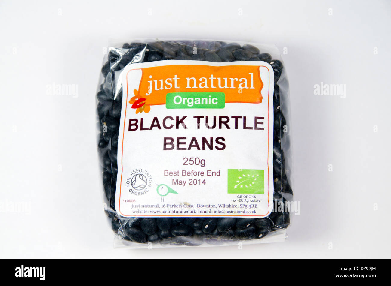 Sachet de Black Turtle les haricots. Banque D'Images