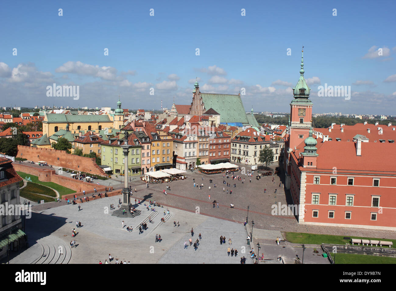 Vue aérienne de la vieille ville de la Place du Château à Varsovie, la capitale de la Pologne, de l'Europe Banque D'Images