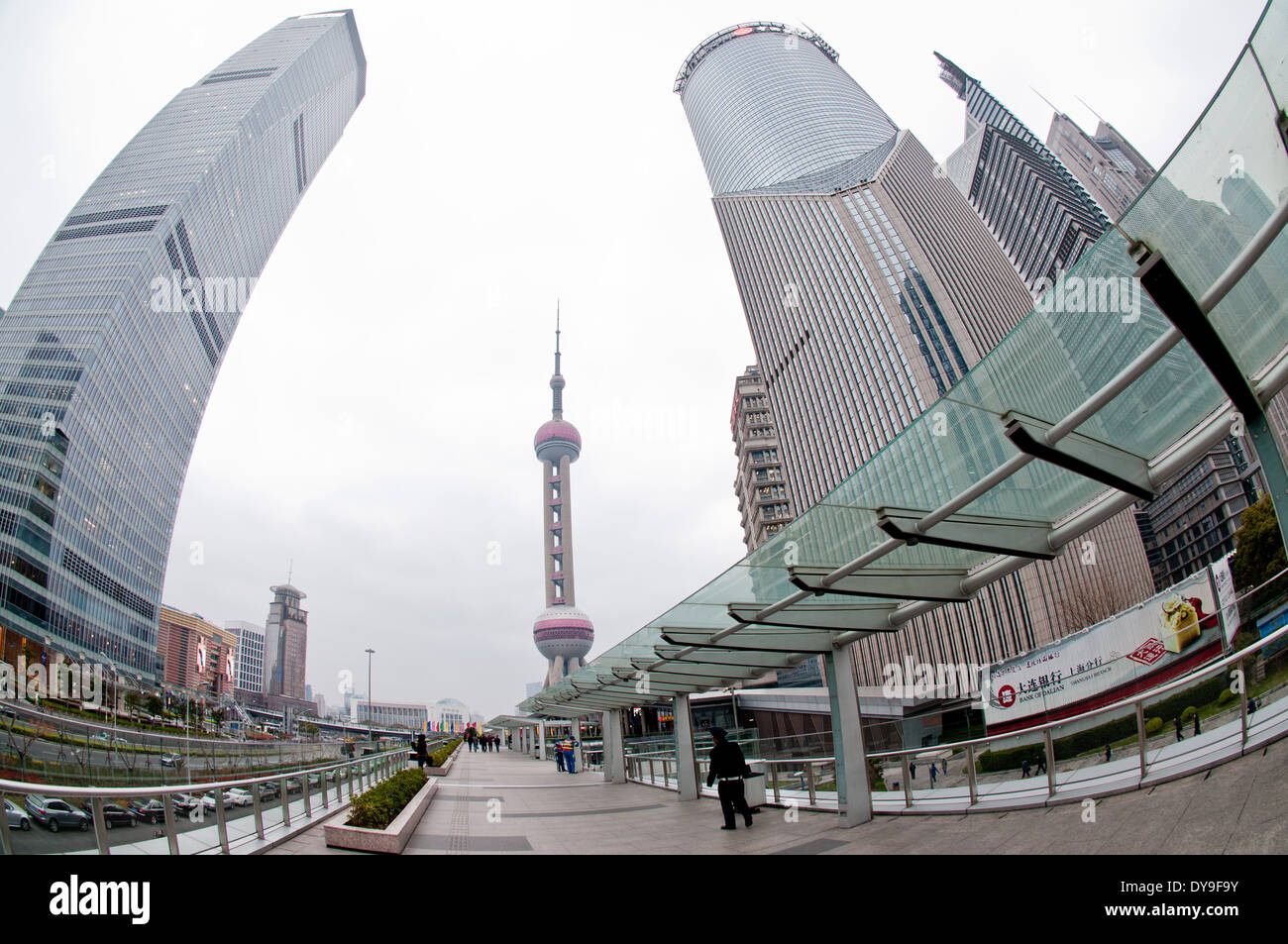 Shanghai International Finance Centre Tour Nord, l'Oriental Pearl TV Tower & Radio et la Banque de Chine dans le district de Pudong Banque D'Images