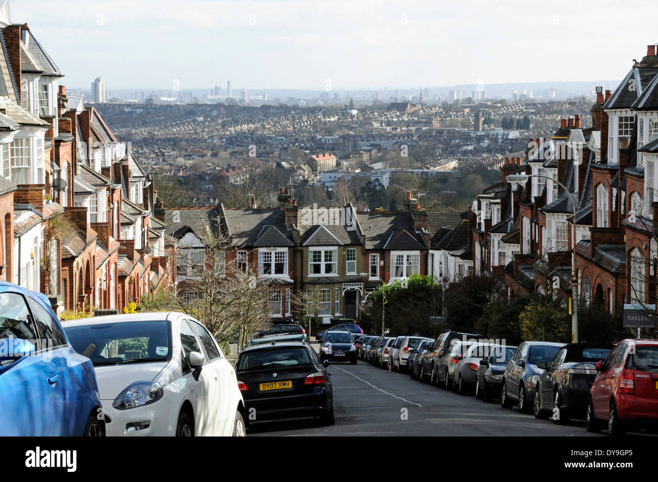 Vue sur Londres de Muswell Hill, London England Angleterre UK Banque D'Images
