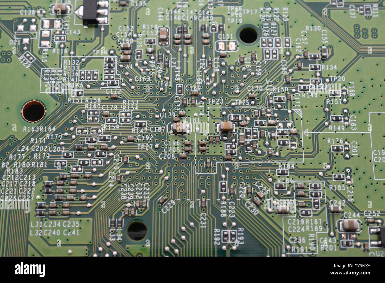 à l'intérieur d'un routeur haut débit avec carte de circuit imprimé. Composants électroniques. Technologie moderne Banque D'Images