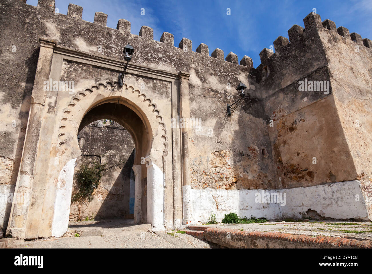 L'ancienne forteresse de pierre à Madina. Partie ancienne de Tanger, Maroc Banque D'Images