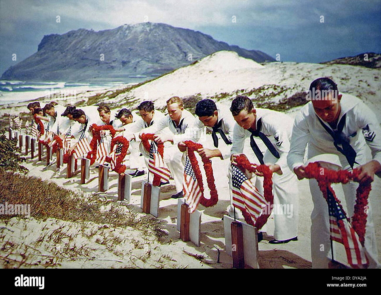 Historique de la DEUXIÈME GUERRE MONDIALE seconde guerre mondiale guerre seconde guerre mondiale Washington equipes USA Hawaii Kaneohe camarades tombes bataille attaque japonaise Pearl Banque D'Images