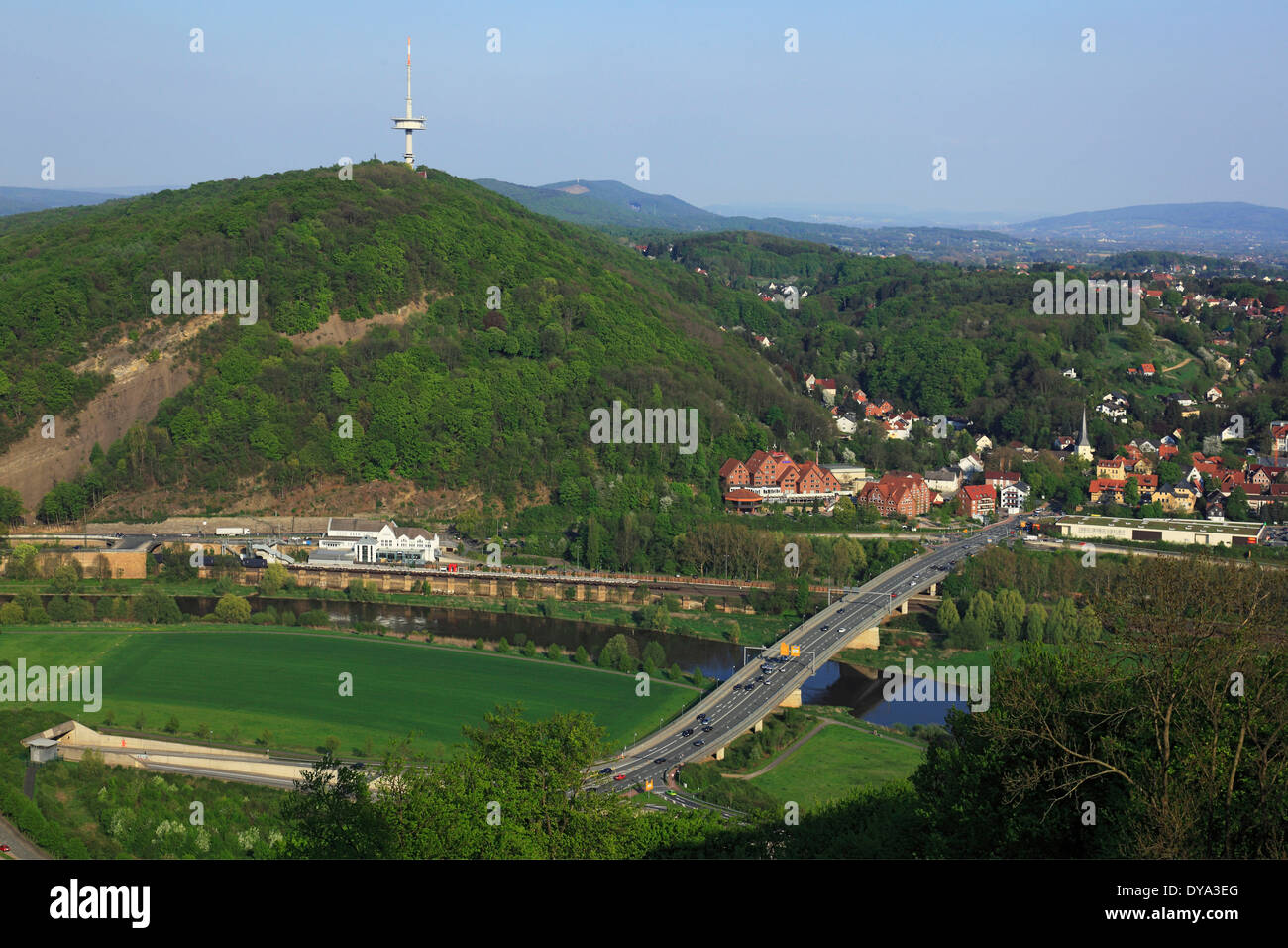 Allemagne Europe Porta Westfalica Weser Weser moyen Mittelweser valley Wesergebirge Wiehengebirge Teutoburg nature Banque D'Images