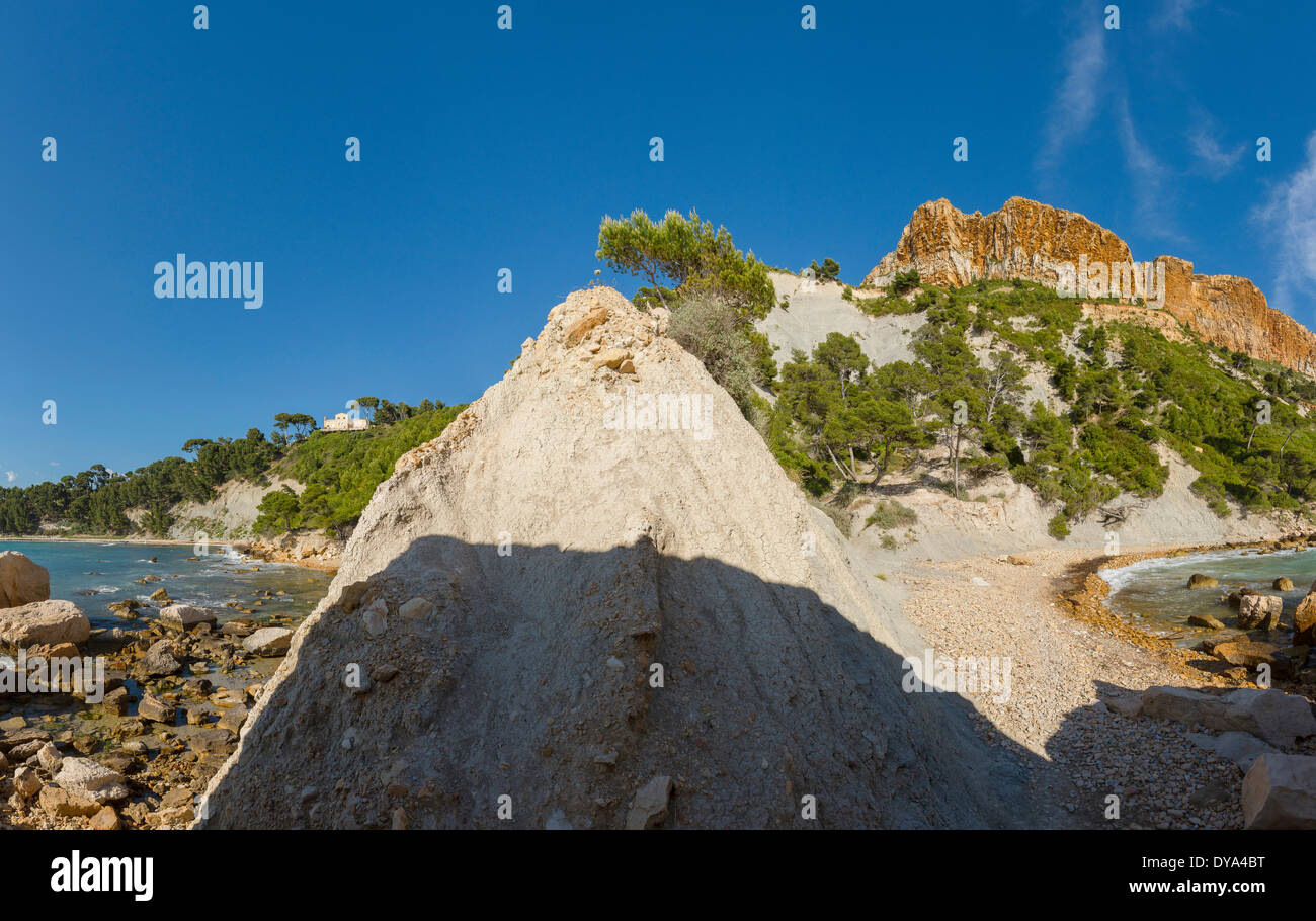 Luxe, villa, côte de l'anse de l'Arlene, paysage, été, montagne, mer, Cassis, Bouches du Rhône, France, Europe, Banque D'Images