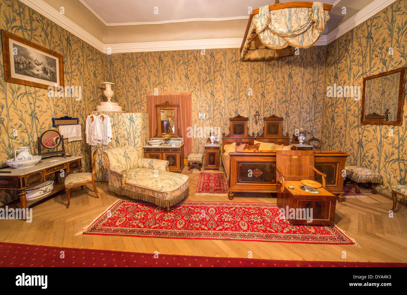 SAINT ANTON, Slovaquie - 27 février 2014 : Chambre d'invités. Meubles à partir 19. cent en palace Saint Anton. Banque D'Images