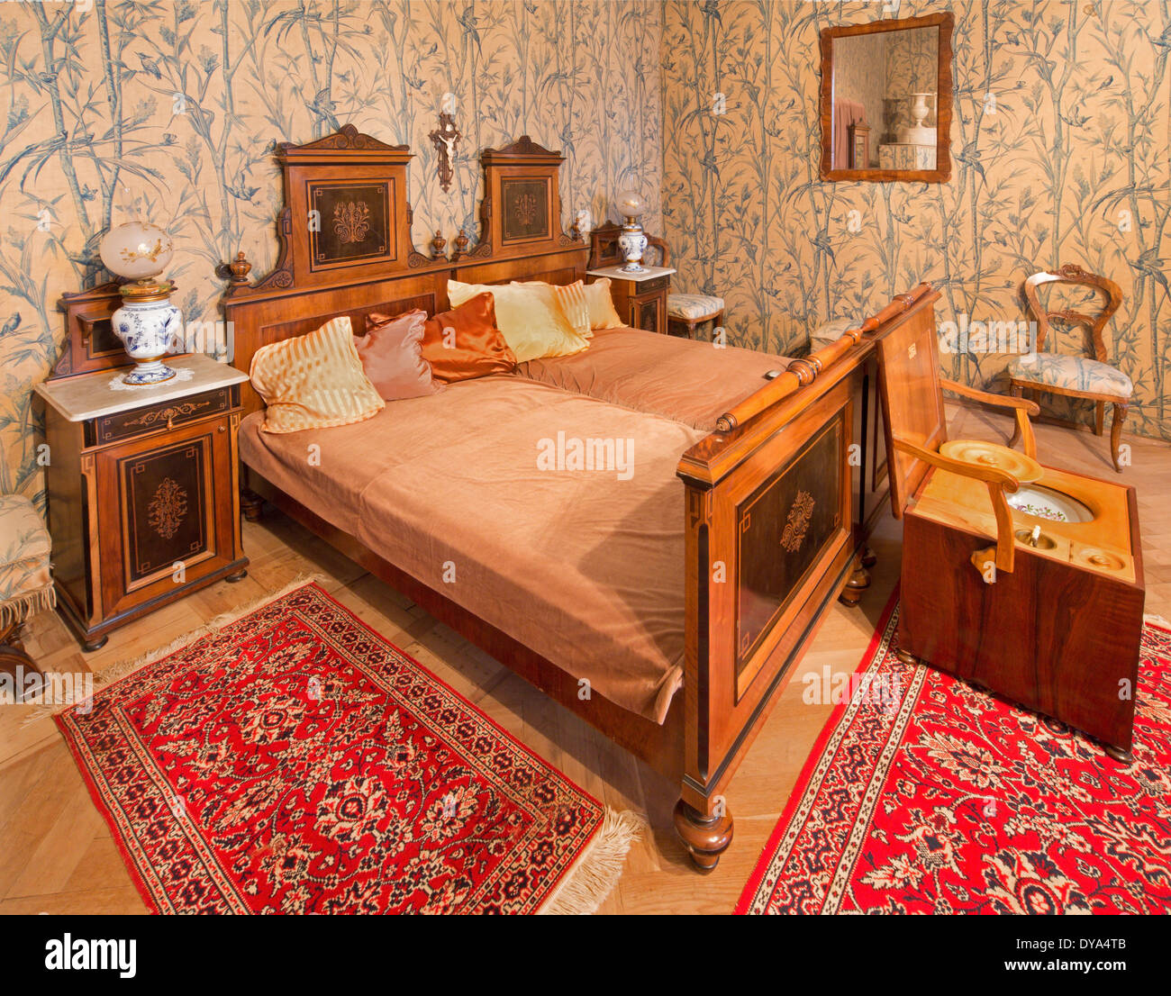 SAINT ANTON, Slovaquie - 27 février 2014 : Chambre d'invités. Meubles à partir 19. cent en palace Saint Anton. Banque D'Images