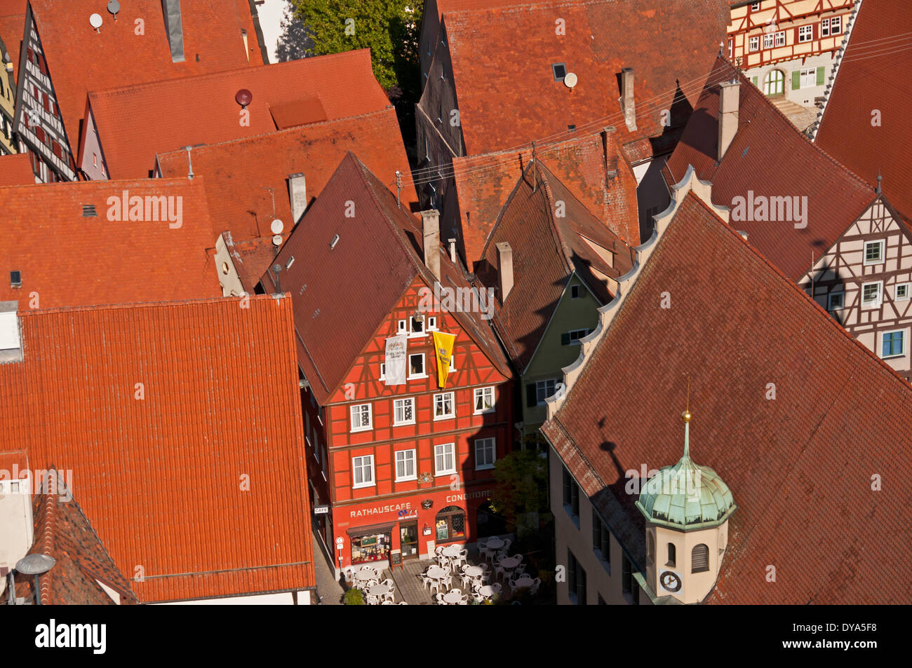 La Bavière, bavaroise, l'aspect, l'œil, toits, Daniel, l'Allemagne, la ville, l'Europe, Georg, Nördlingen, Ries, souabe, tour, Banque D'Images