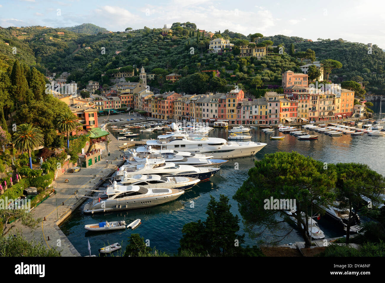 Italie, province de Gênes, Riviera, Portofino, Méditerranée, marina, port, Cove, ville, paysage, littoral, italien Banque D'Images