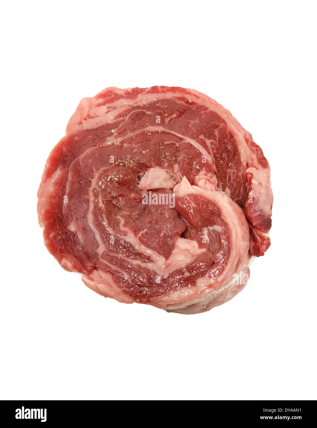 Morceau de viande rouge Steak isolé sur fond blanc Banque D'Images
