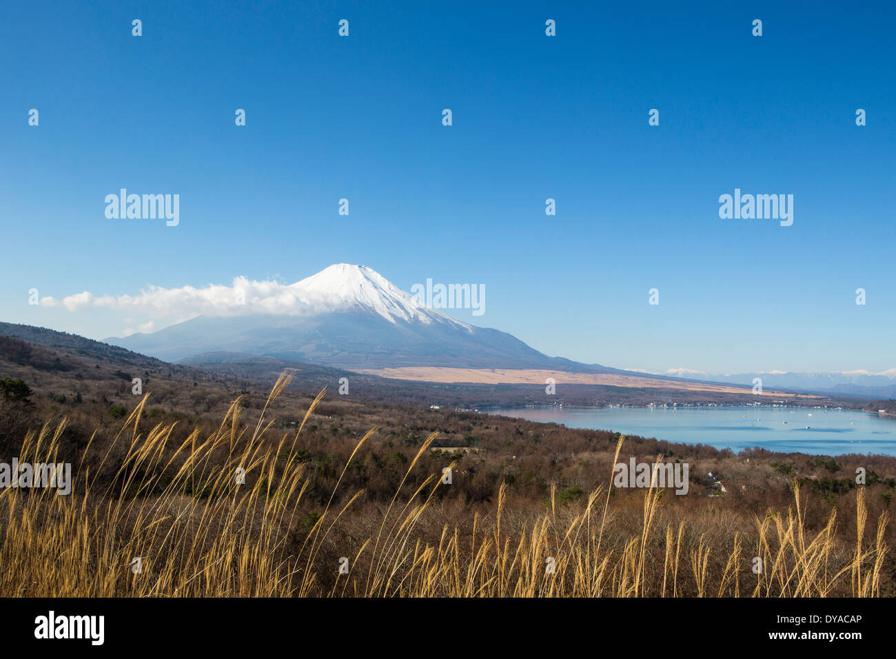 Le Japon, l'Asie, le lac Yamanaka, Yamanaka, claire, Fuji, lac, montagne, panorama, neige, touristique, voyage Banque D'Images