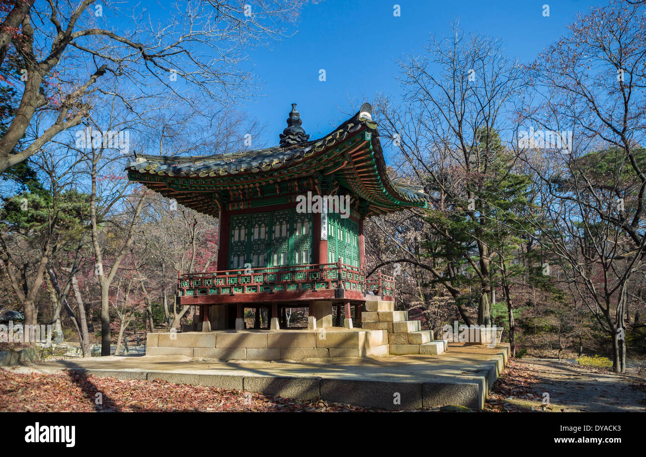L'automne du patrimoine mondial de l'Asie Corée Changdeokgung Séoul ville architecture Secret garden palace historique touristique pavillon trave Banque D'Images
