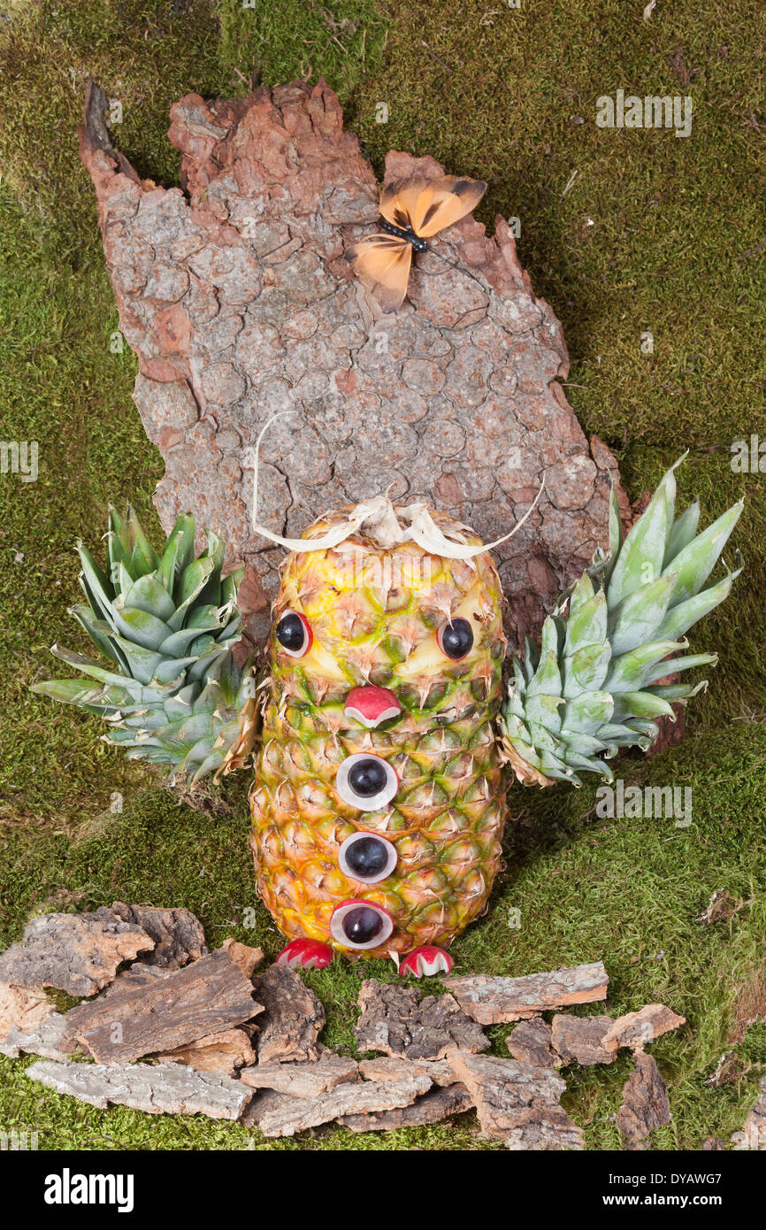 Hibou sculpté à partir de l'ananas Banque D'Images