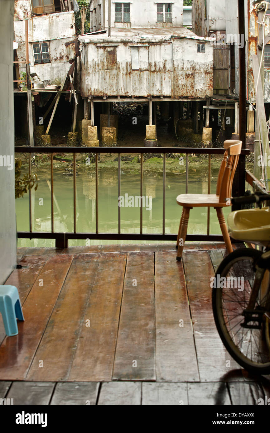 'O' Tai chinois traditionnel village de pêcheurs, l'île de Lantau, à Hong Kong. Banque D'Images