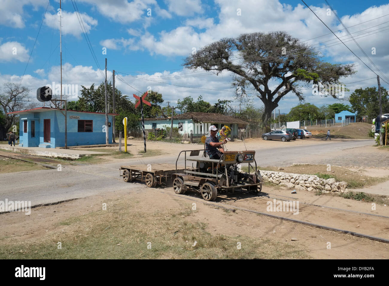 Handcar motorisé à Manaca Iznaga, Trinidad, Cuba. Banque D'Images