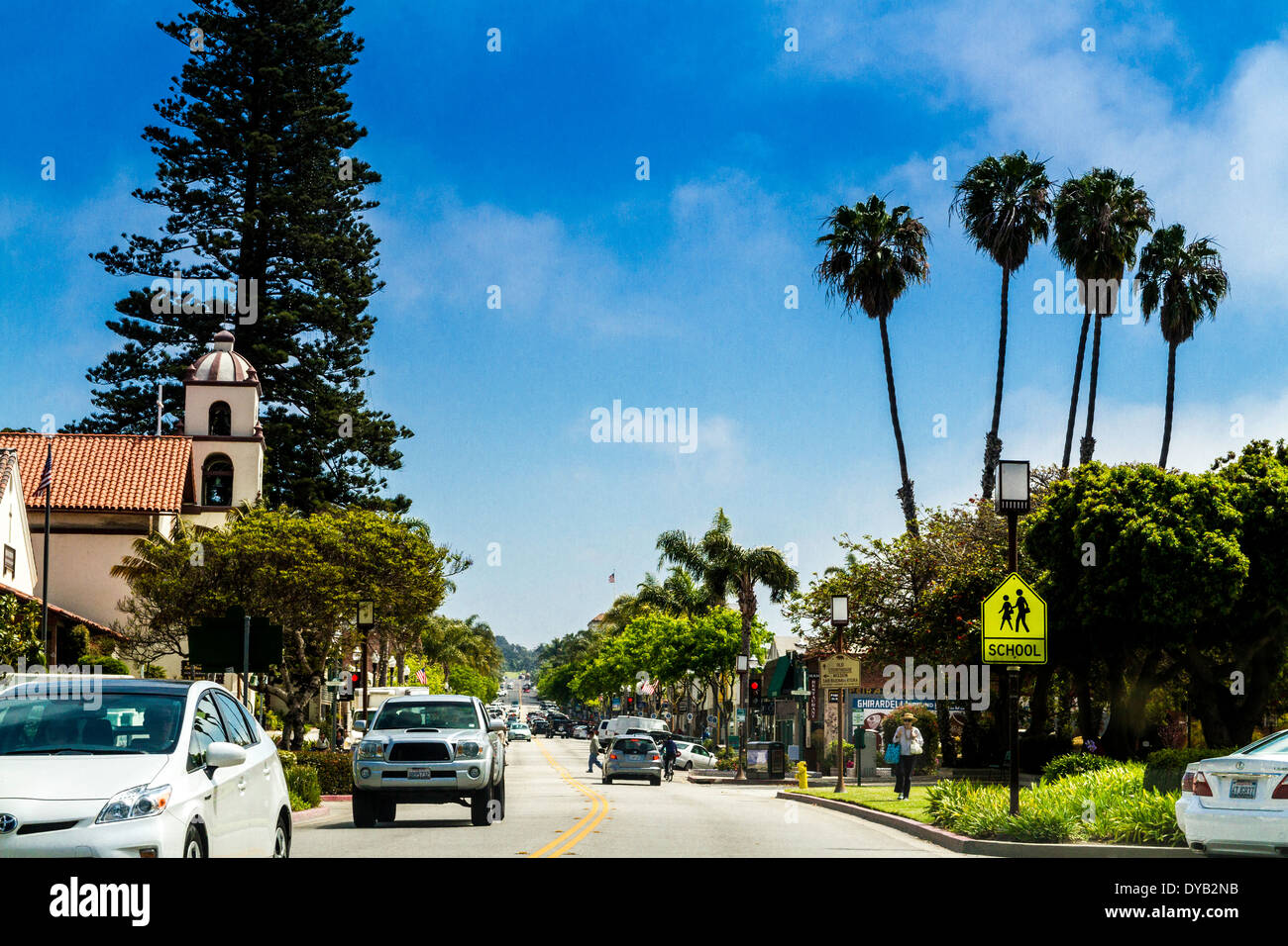 Mission San Buenaventura et le centre-ville de Ventura en Californie Banque D'Images