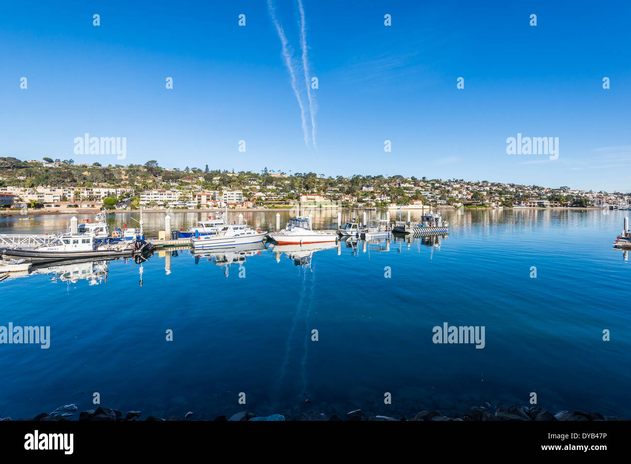 Bateau de la police du port quai de la baie de San Diego. San Diego, Californie, États-Unis. Banque D'Images