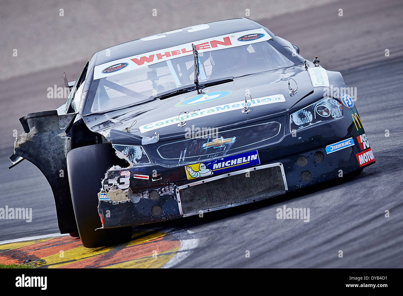 Valence, Espagne. Apr 12, 2014. Nicolo Rocca en action pendant la Nascar Whelen Seriese elit 2 Euro au circuit de la Comunitat Valenciana, Cheste Valencia : crédit, Plus Sport Action/Alamy Live News Banque D'Images