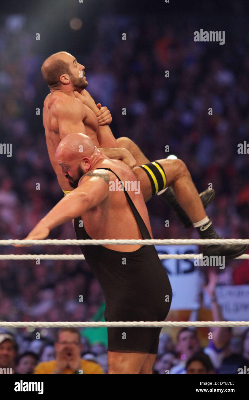 La Nouvelle-Orléans, Louisiane, Etats-Unis. 6ème apr 2014. Grand spectacle chokeslams CESARO durant la bataille Royale André le Géant lors de Wrestlemania 30 à la BMW Super Dome. © Matt Roberts/ZUMA/ZUMAPRESS.com/Alamy fil Live News Banque D'Images